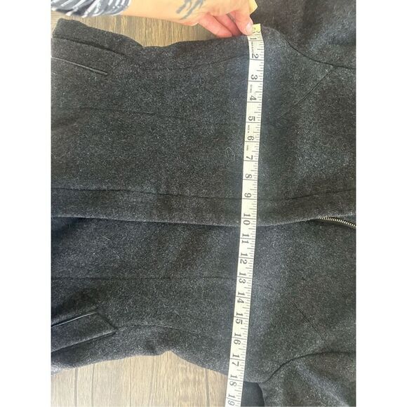 Cole Haan Gray Full Zip Wool Cashmere Winter Coat Size 6 Ribbed Neckline Warm - Picture 10 of 12
